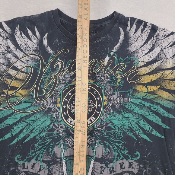 Vintage Xzavier T Shirt Scripts Crosswing Goth Grunge Y2K Shirt Size Large - Picture 6 of 14